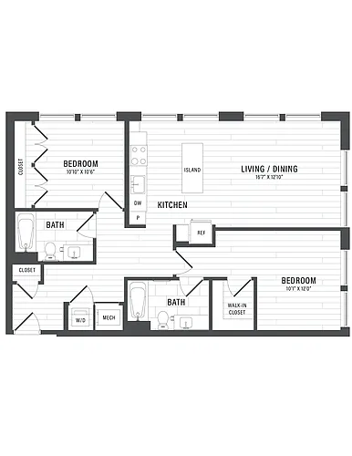 Floor plan 2 Bed/2 Bath-E3