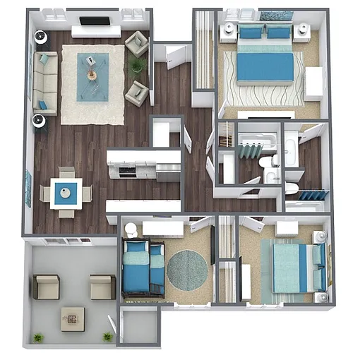 Floor plan C1: 3 Bed 2 Bath