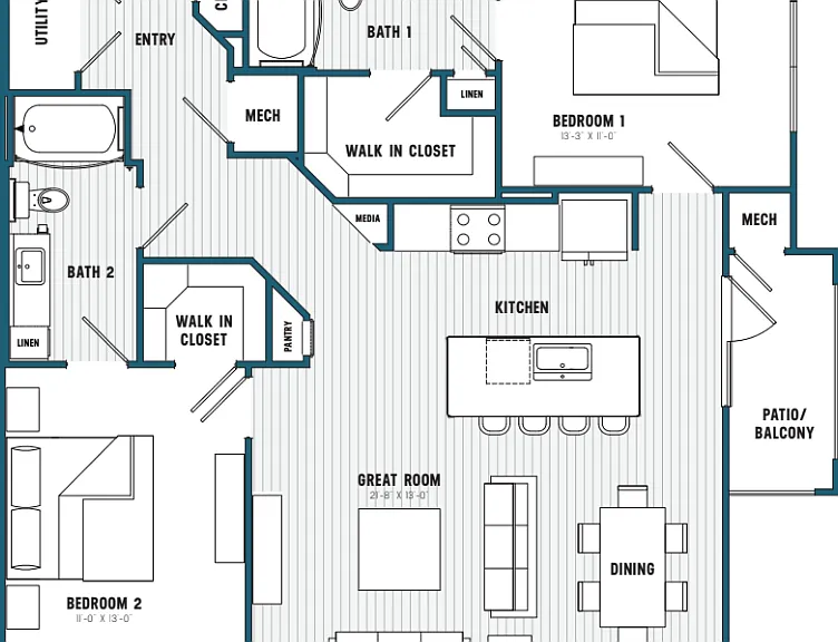 C3 Two Bedroom/Two Bathroom C3 Two Bedroom/Two Bathroom