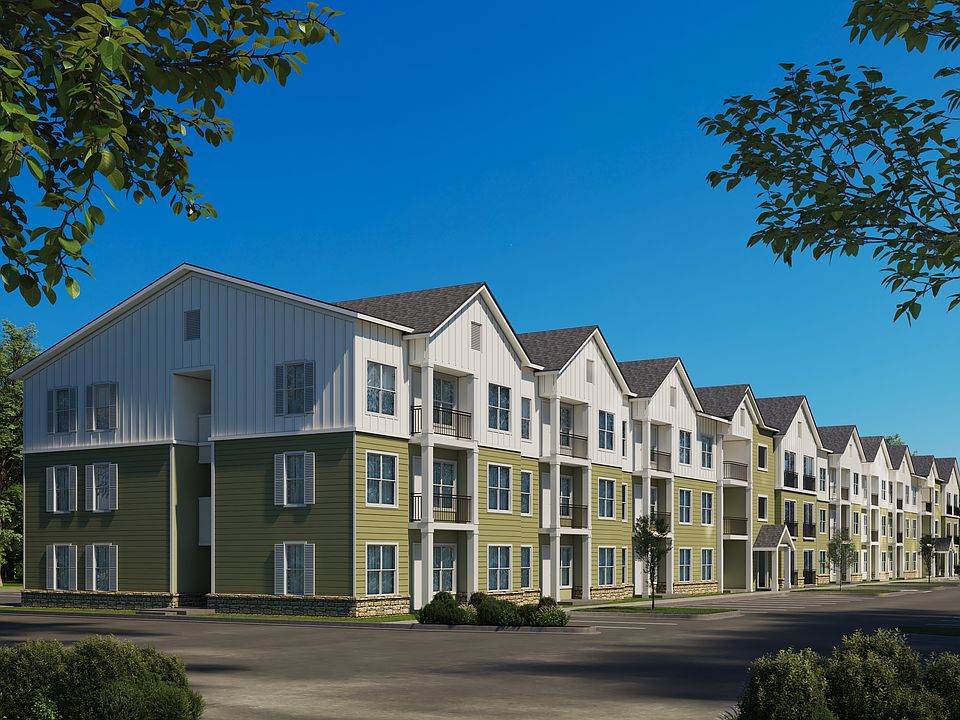 Exterior view of Greenwood Commons apartment buildings.
