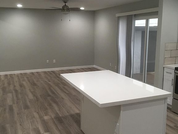 Kitchen open to living area