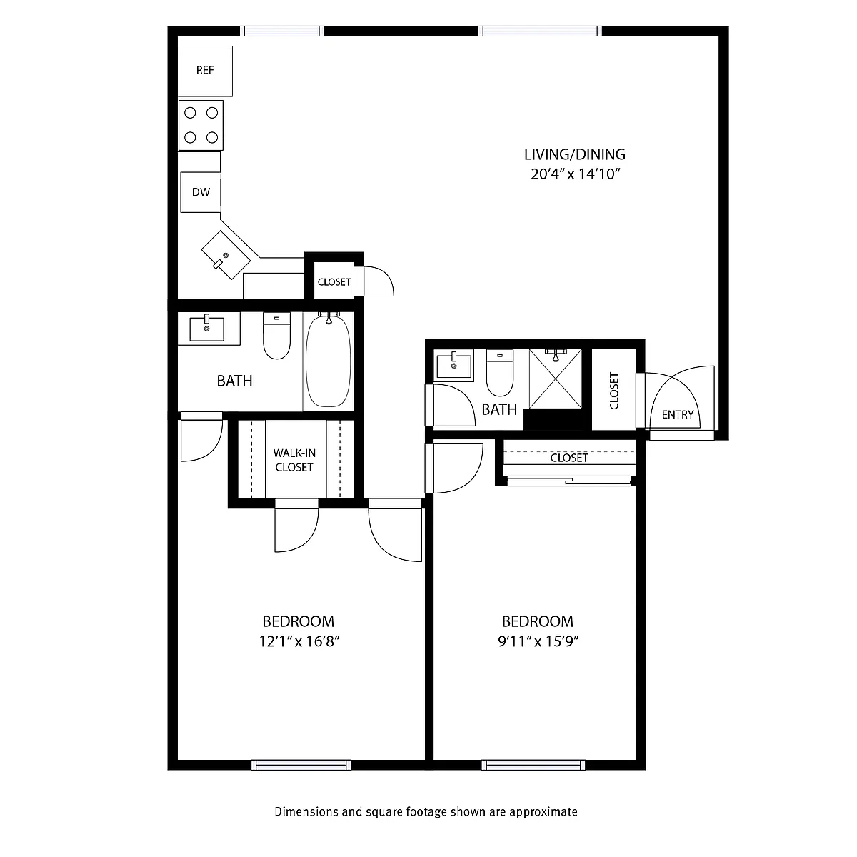 Floor plan 2 Bedroom / 2 Bath