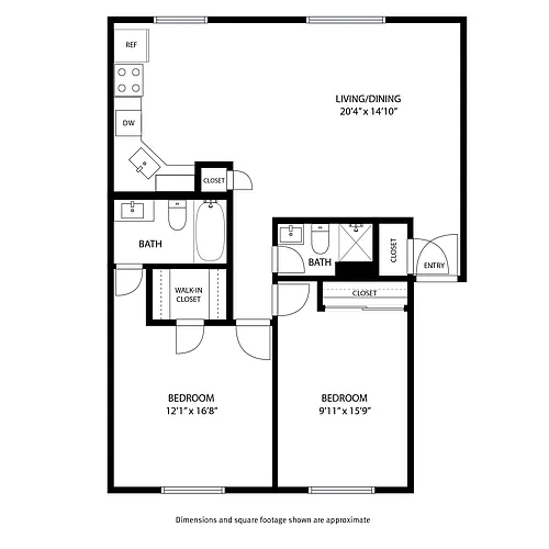 Floor plan 2 Bedroom / 2 Bath