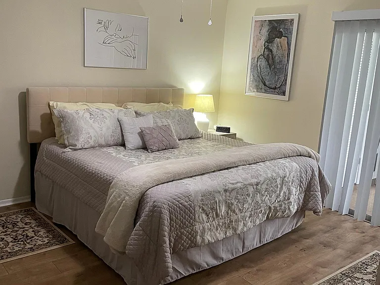 Master bedroom with king bed and new 55" TV.