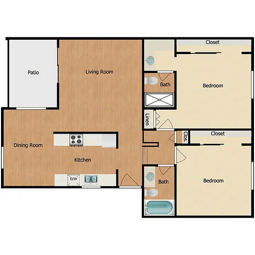 Floor plan 2 Bed 2 Bath