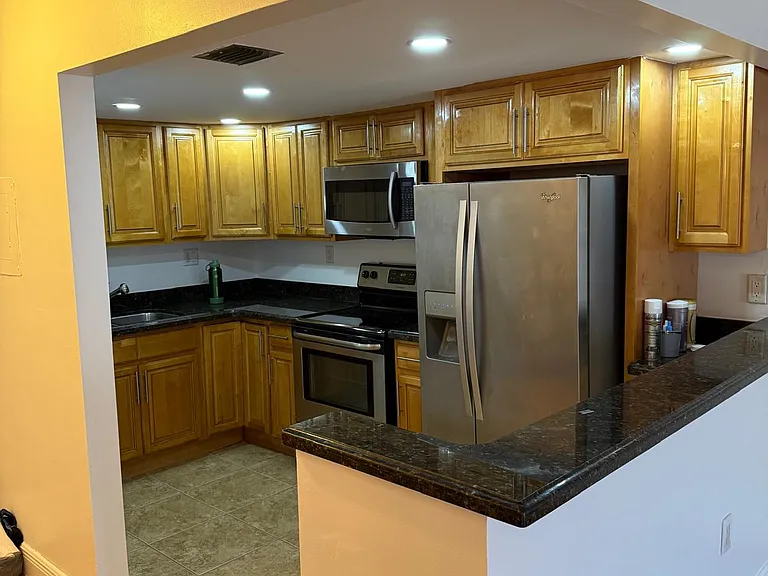 Kitchen with stainless steel appliances