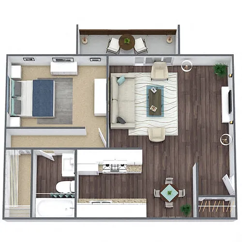 Floor plan A1: 1 Bed 1 Bath