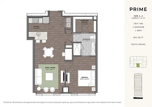 Floor plan Prime One BR Stack 07