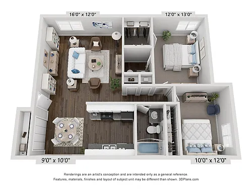 Floor plan 2 Bed | 1.5 Bath