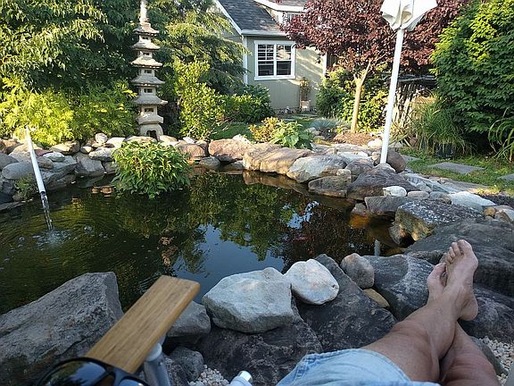 Relaxed near pond