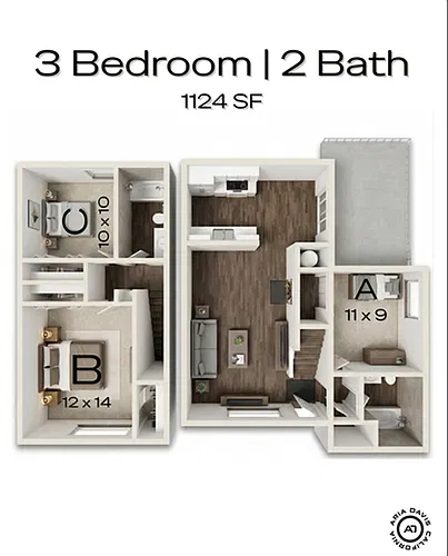 Floor plan 3BR/2BA