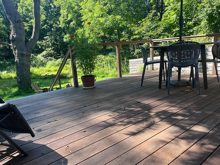 Back deck - looks out onto preserved bucolic land.