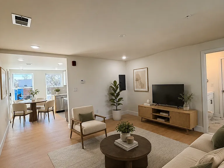 Virtually staged to help show possible furniture layout and use of space.