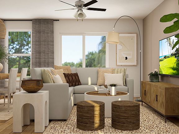 The family room of the Delano has plenty of space for everyone to gather.