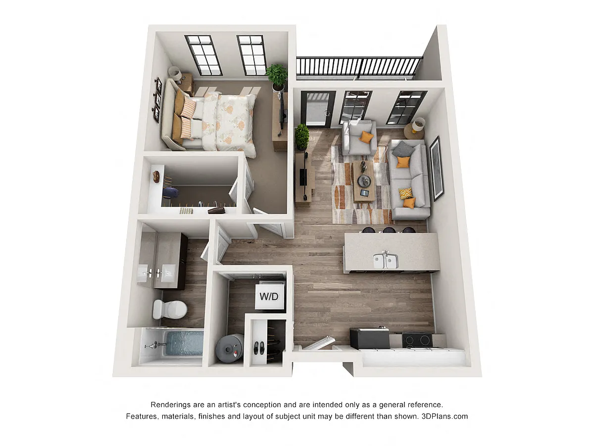 Floor plan 1 Bedroom 1A -1