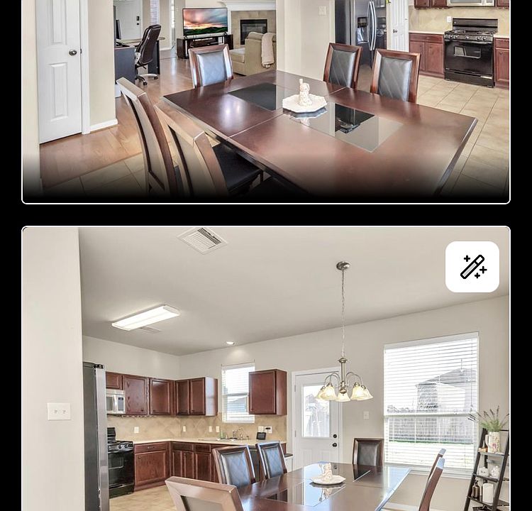 kitchen and dining room.