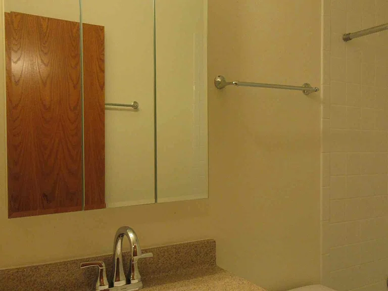 New bathroom vanity and counter, medicine cabinet and fixtures!