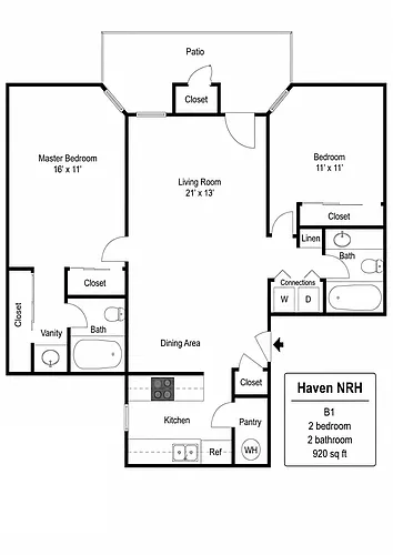 Floor plan B1 - Updated Two-Bedroom