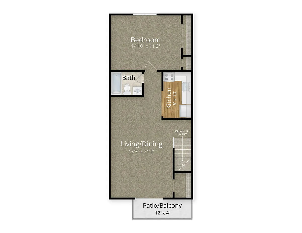 Floor plan 1 Bed x 1 Bath