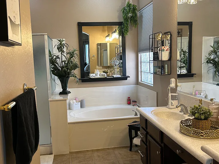 Master bath with attached walk in closet