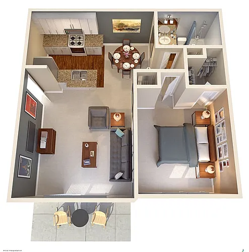 Floor plan 1 bed/1 bath