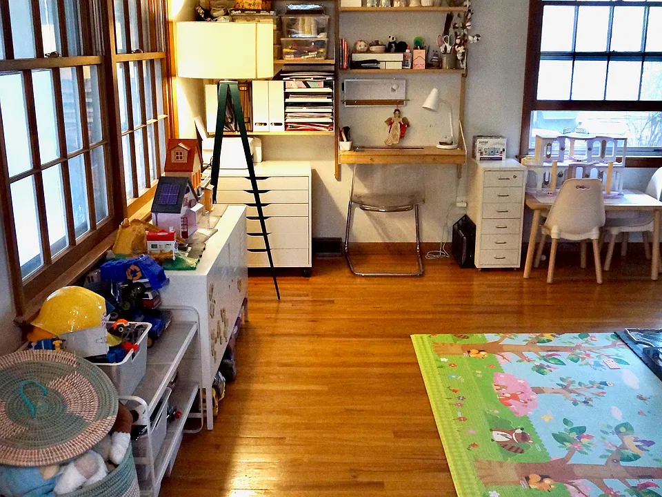 Den - currently being used as office and playroom