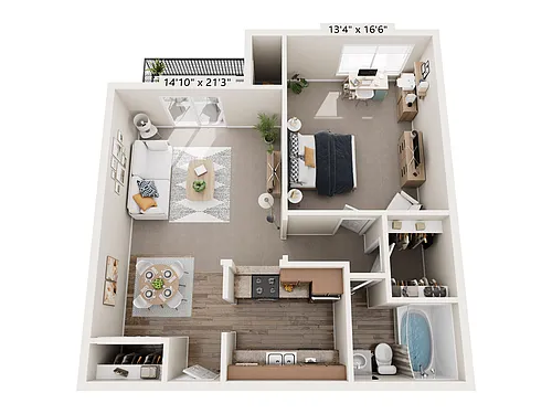 Floor plan 1x1b