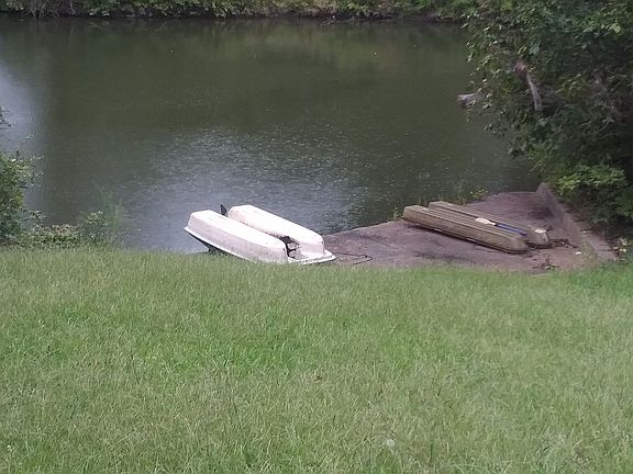Concrete boat dock.