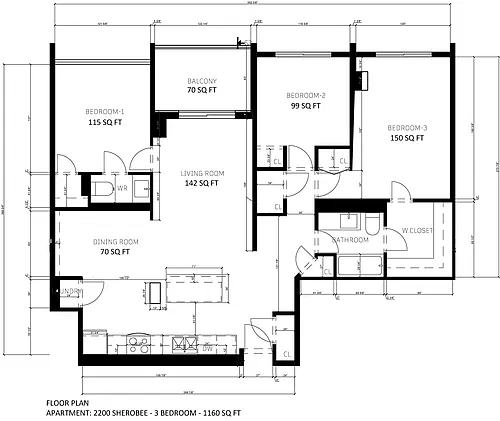 Floor plan 3 Bedroom Deluxe
