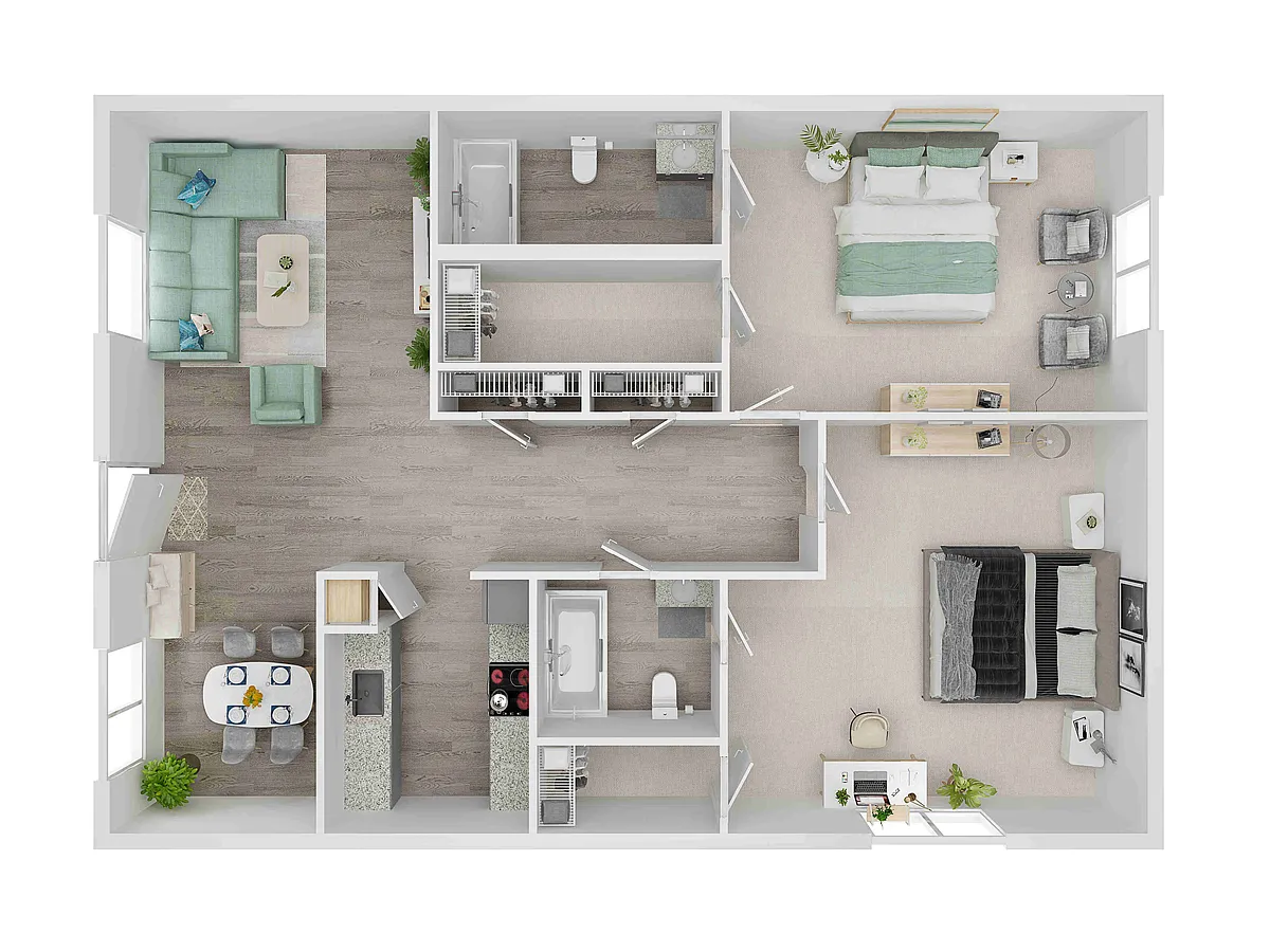 Floor plan 2X2-F