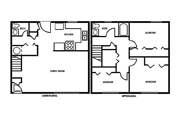 Floor plan 3 Bedroom 1 bath