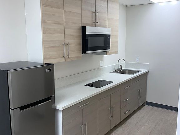 New Modern Kitchen, New Cabinets, New Refrigerator, and Electric Cook Top