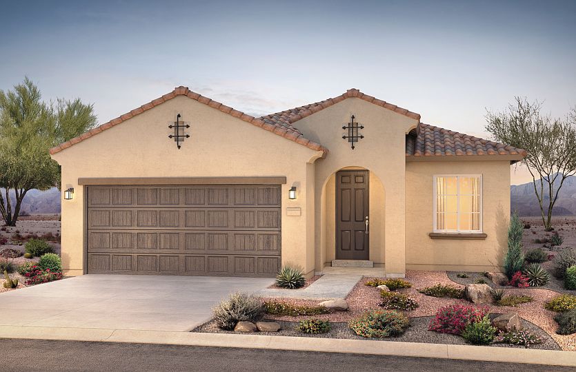 Popular single-story Hewitt home design offers 3 bedrooms and 2 baths with a 2-car garage and flex s