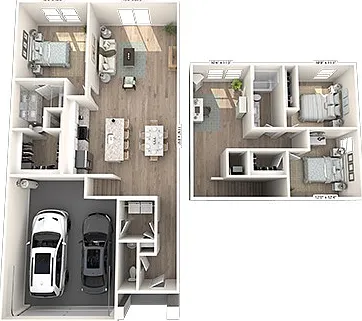 TH-C4: 3-bedroom, 2.5-bathroom townhome layout
