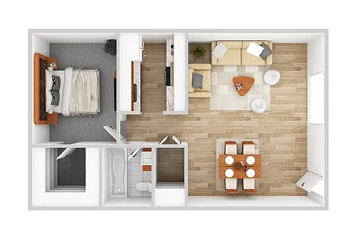 Floor plan 1 Bedroom 1 Bath - Renovated