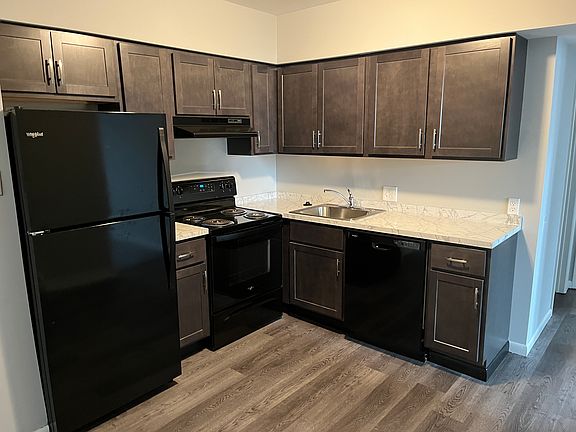 Newly remodeled kitchen including; cabinets, countertops, floors, and appliances.
