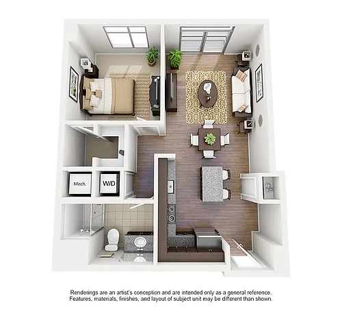 Floor plan 1 Bed/1 Bath-A03