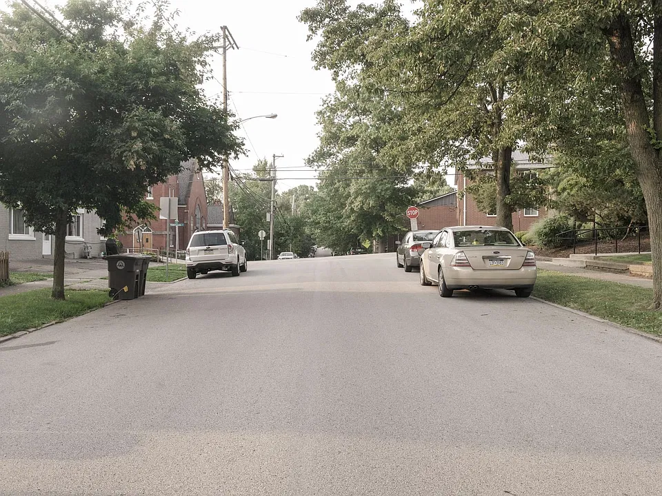 View down the road from the front of the property.