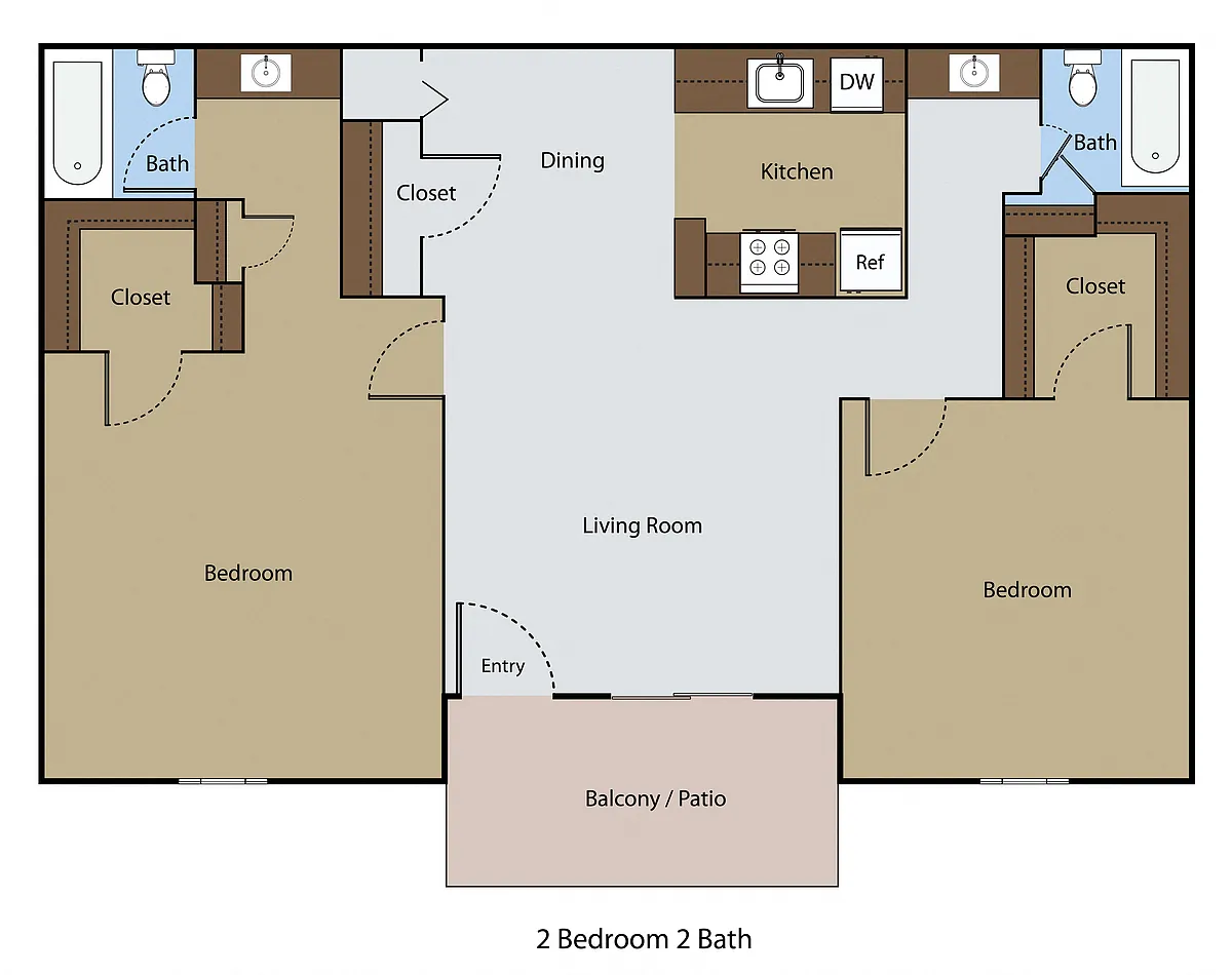 Floor plan 2 BR 2 BA