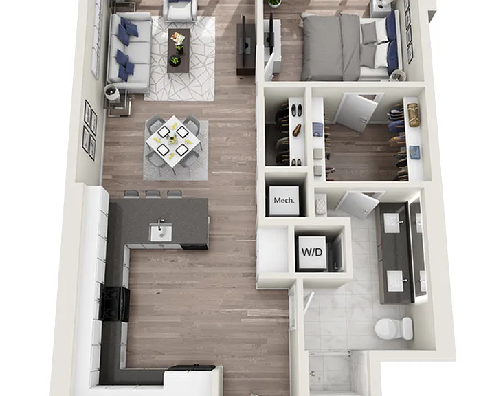 One Bedroom One Bath (887 SF) One Bedroom One Bath (887 SF)