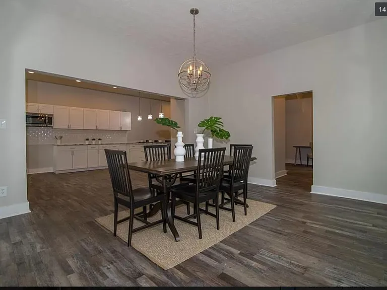 staged dining area