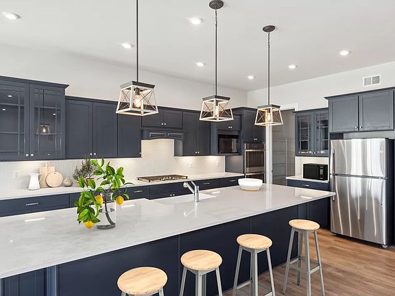 Kitchen with pendant lighting