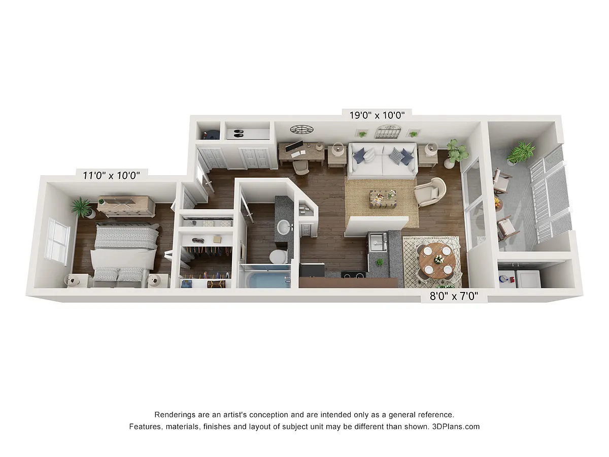 Floor plan 1 Bedroom 1 Bath Signature 710 sq ft