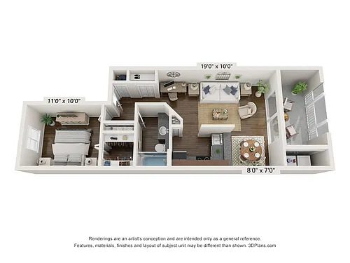 Floor plan 1 Bedroom 1 Bath Signature 710 sq ft