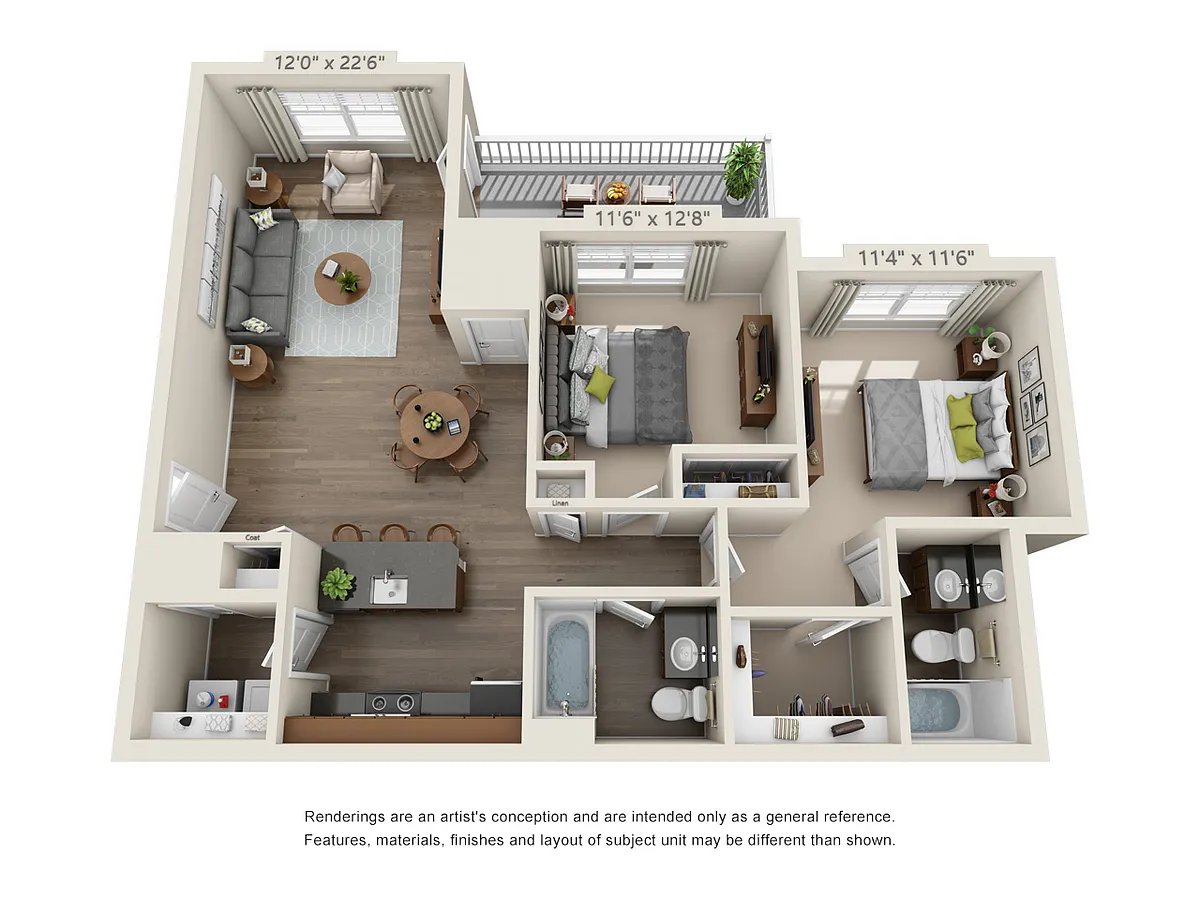 Floor plan 2 Bedroom A