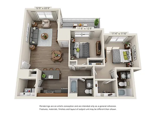 Floor plan 2 Bedroom A