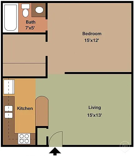 Floor plan 1 bed 1 bath large