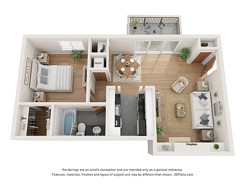 Floor plan 1 Bed 1 Bath