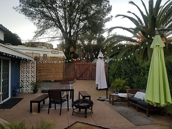 Wider view of backyard
