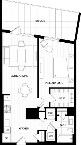 Floor plan 1 Bed/1 Bath-D7